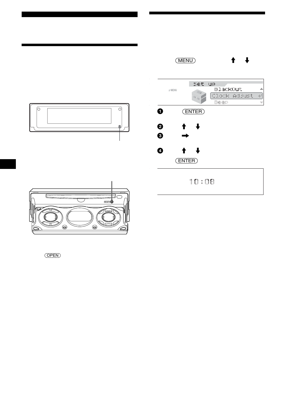 Getting started, Resetting the unit, Setting the clock | Resetting the unit setting the clock | Sony CDX-M800 User Manual | Page 8 / 84