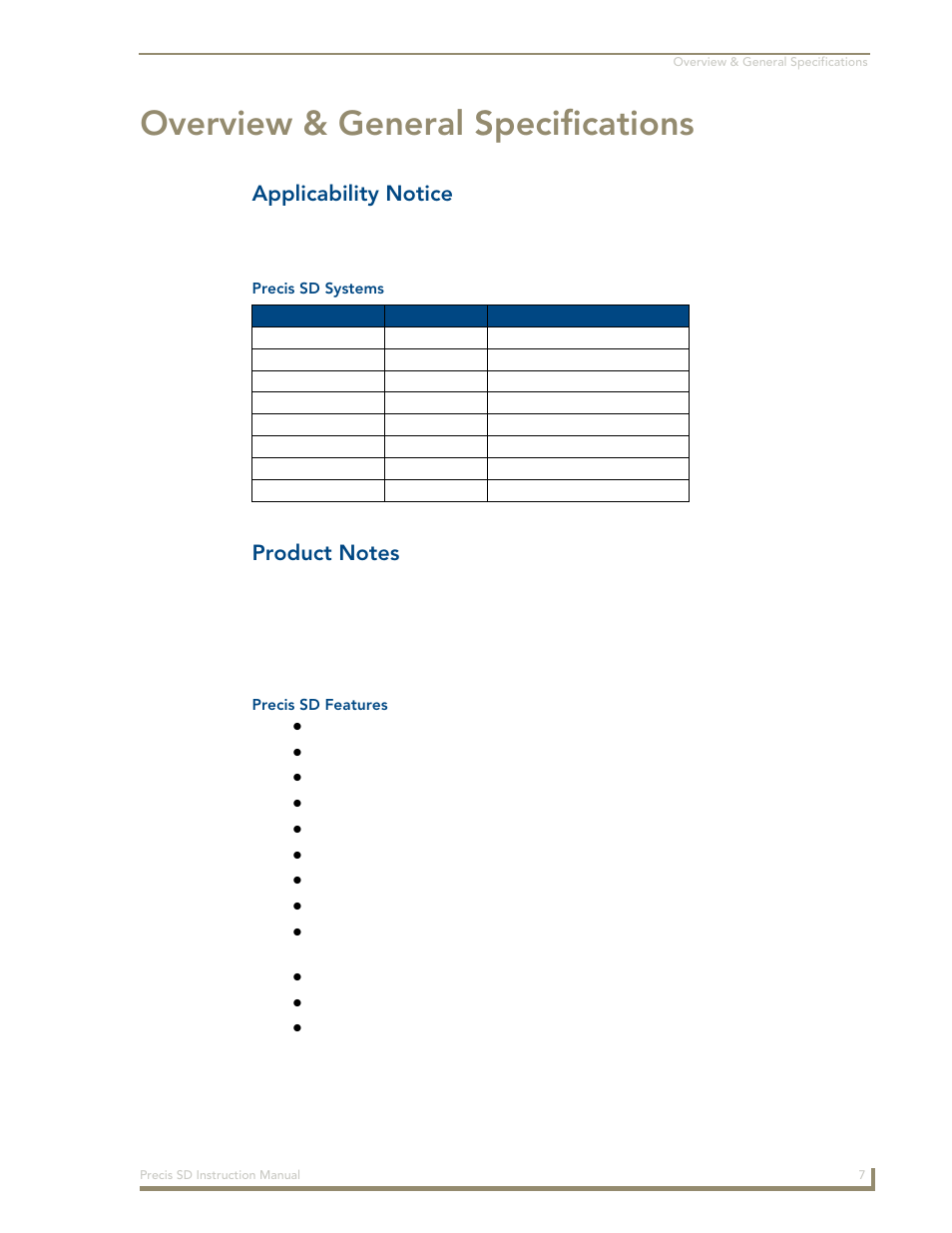Overview & general specifications, Applicability notice, Product notes | AMX Distribution Matrix Precis SD User Manual | Page 12 / 64