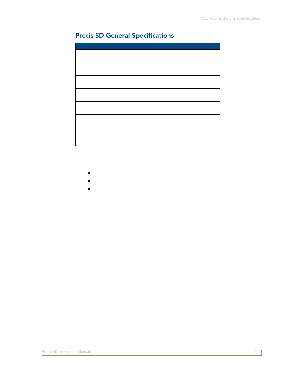 Precis sd general specifications | AMX Distribution Matrix Precis SD User Manual | Page 16 / 64