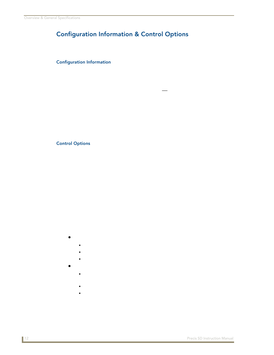 Configuration information & control options | AMX Distribution Matrix Precis SD User Manual | Page 17 / 64