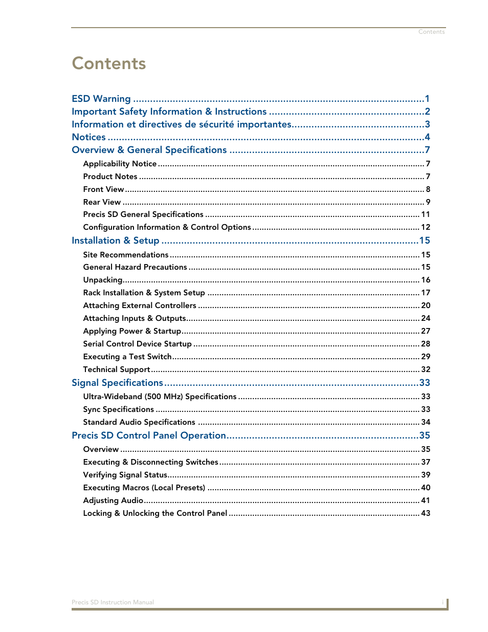 AMX Distribution Matrix Precis SD User Manual | Page 4 / 64