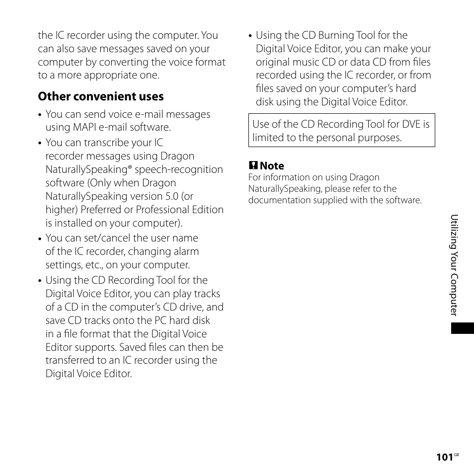 Other convenient uses | Sony ICD-SX700D User Manual | Page 101 / 134