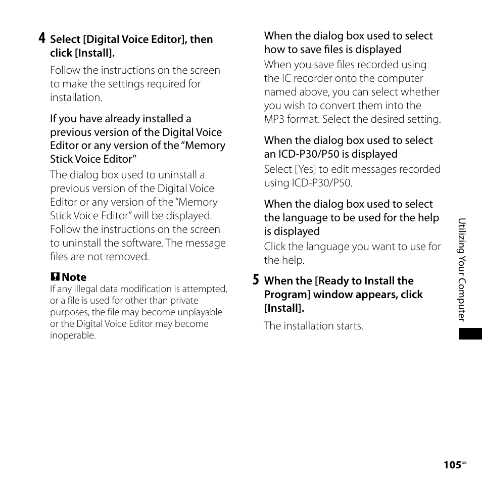Sony ICD-SX700D User Manual | Page 105 / 134