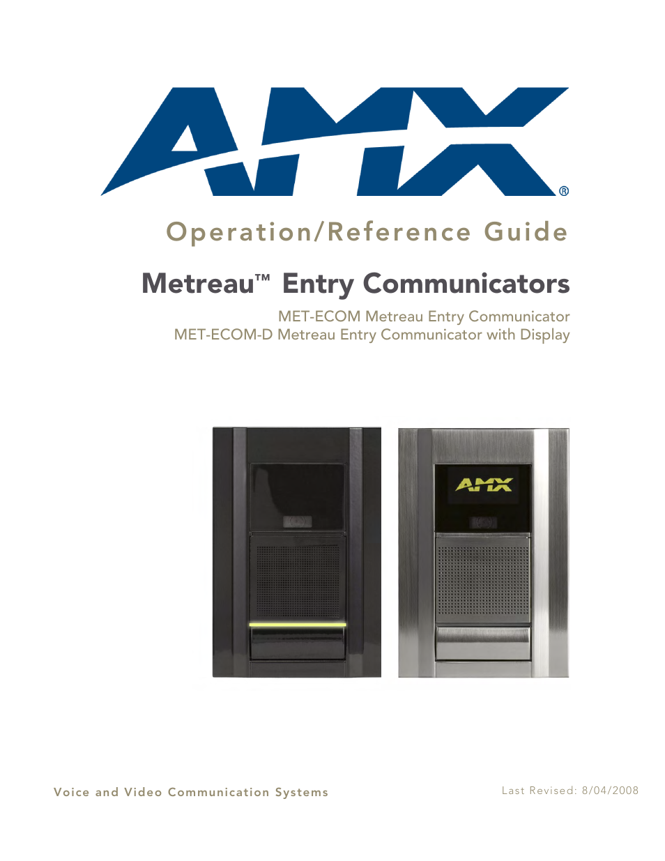 AMX Metreau Entry Communicator with Display MET-ECOM-D User Manual | 84 pages