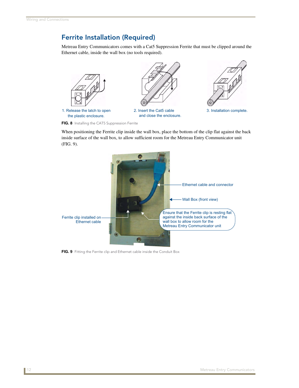 Ferrite installation (required) | AMX Metreau Entry Communicator with Display MET-ECOM-D User Manual | Page 18 / 84