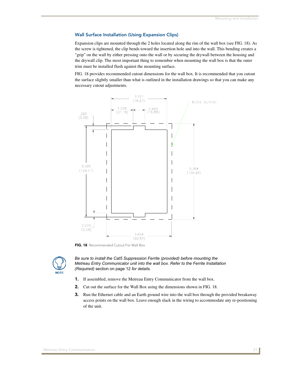 Wall surface installation (using expansion clips) | AMX Metreau Entry Communicator with Display MET-ECOM-D User Manual | Page 27 / 84