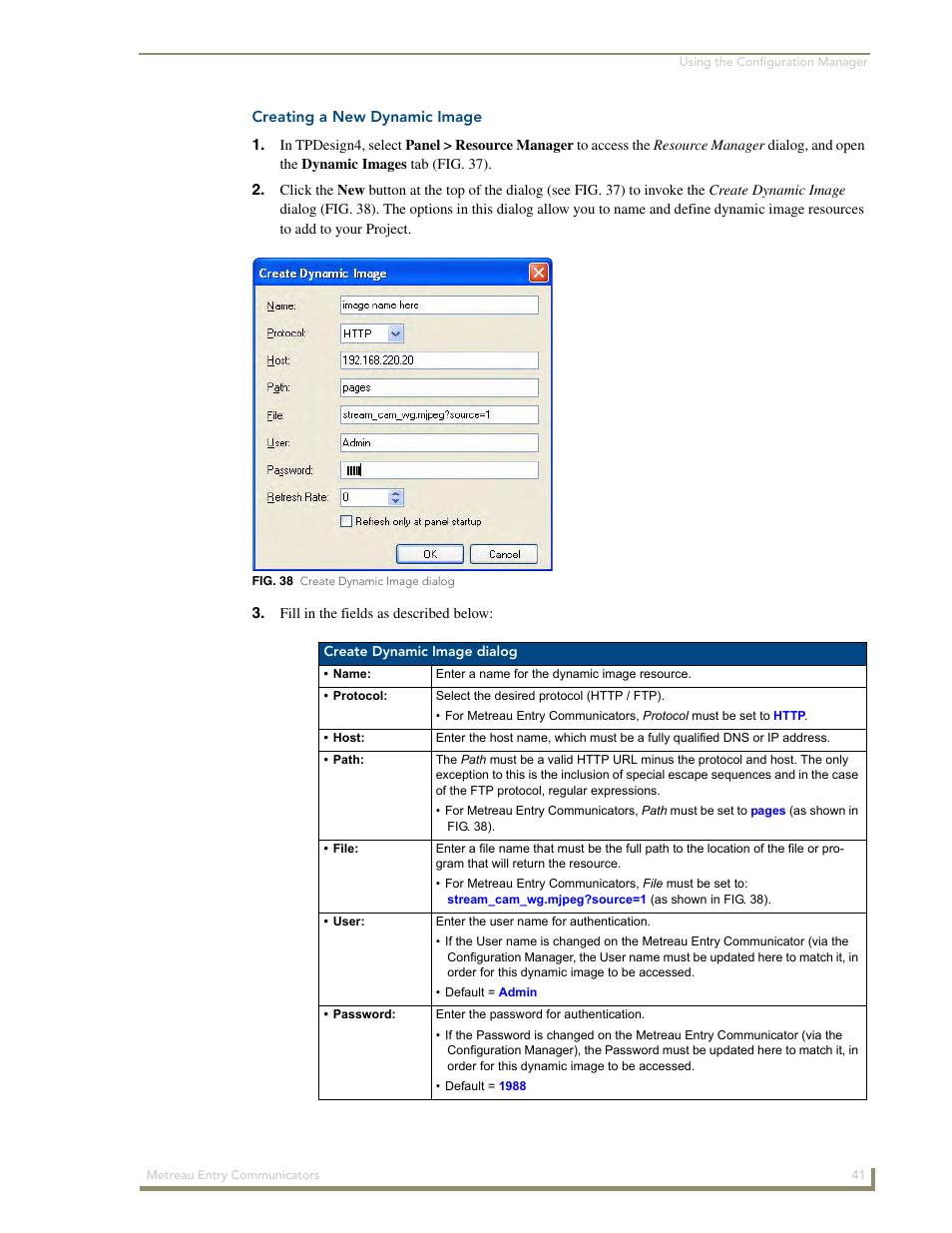 Creating a new dynamic image | AMX Metreau Entry Communicator with Display MET-ECOM-D User Manual | Page 47 / 84