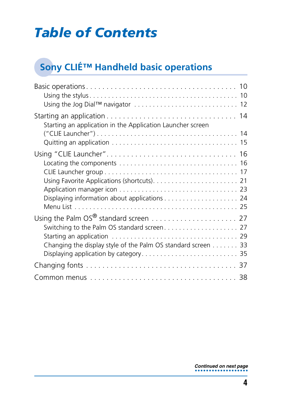 Sony PEG-NX60 User Manual | Page 4 / 176