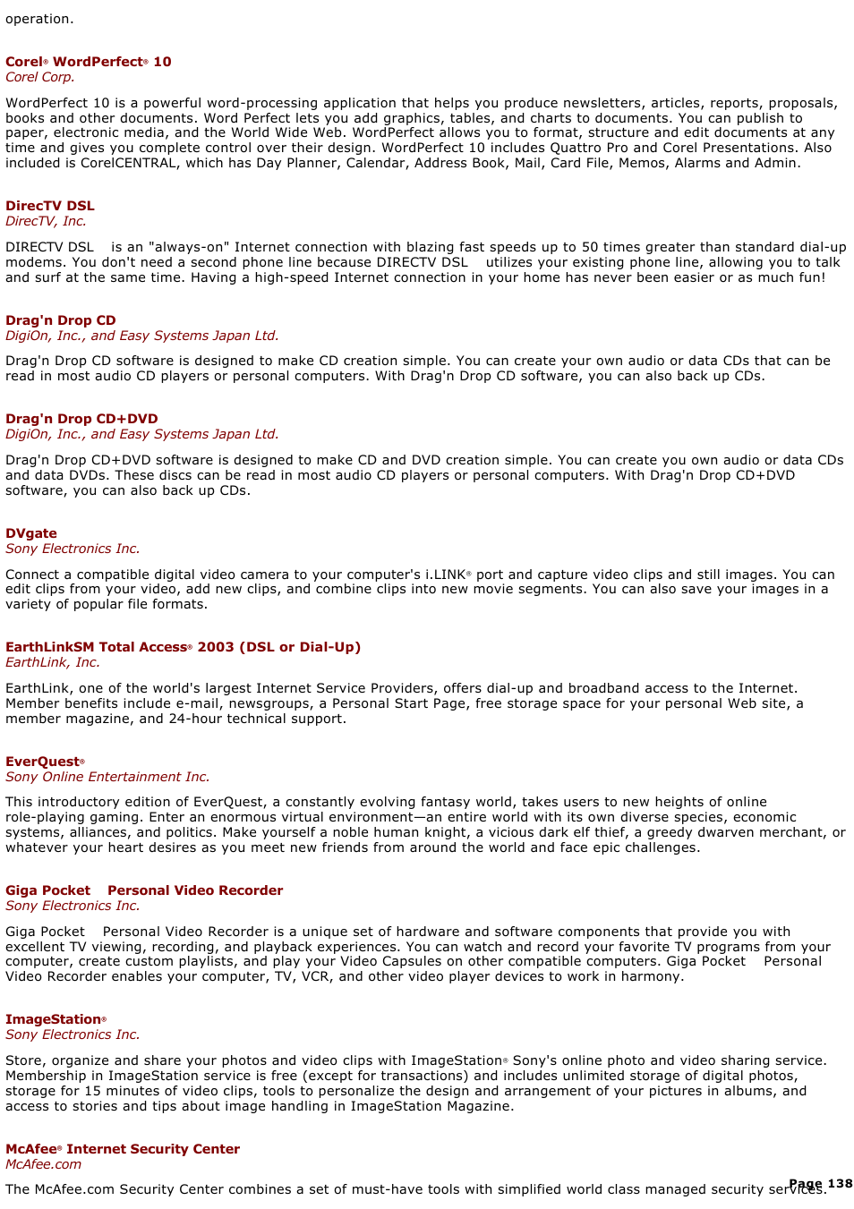 Sony PCG-Z1AP2 User Manual | Page 138 / 164