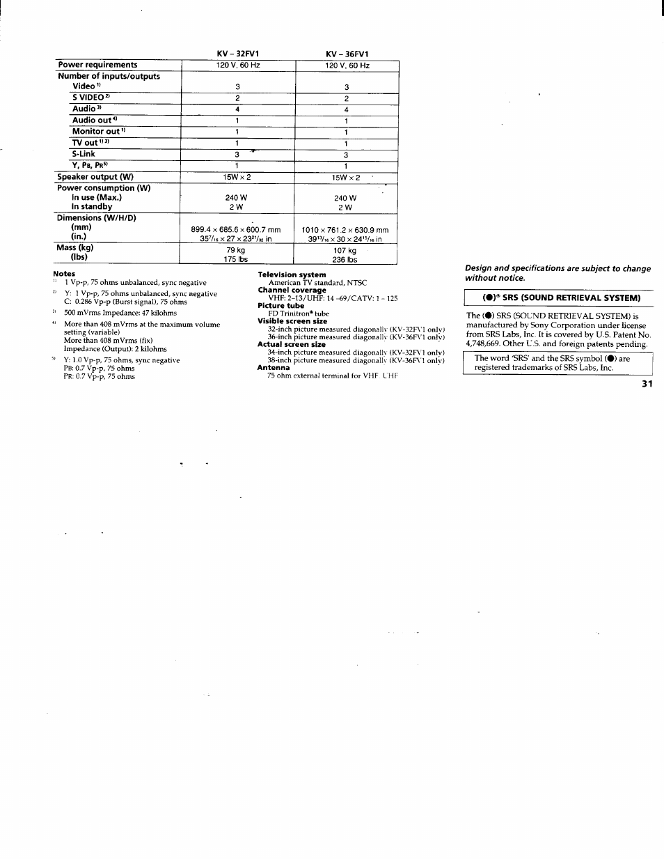 Sony KV-32FV1 User Manual | Page 35 / 37