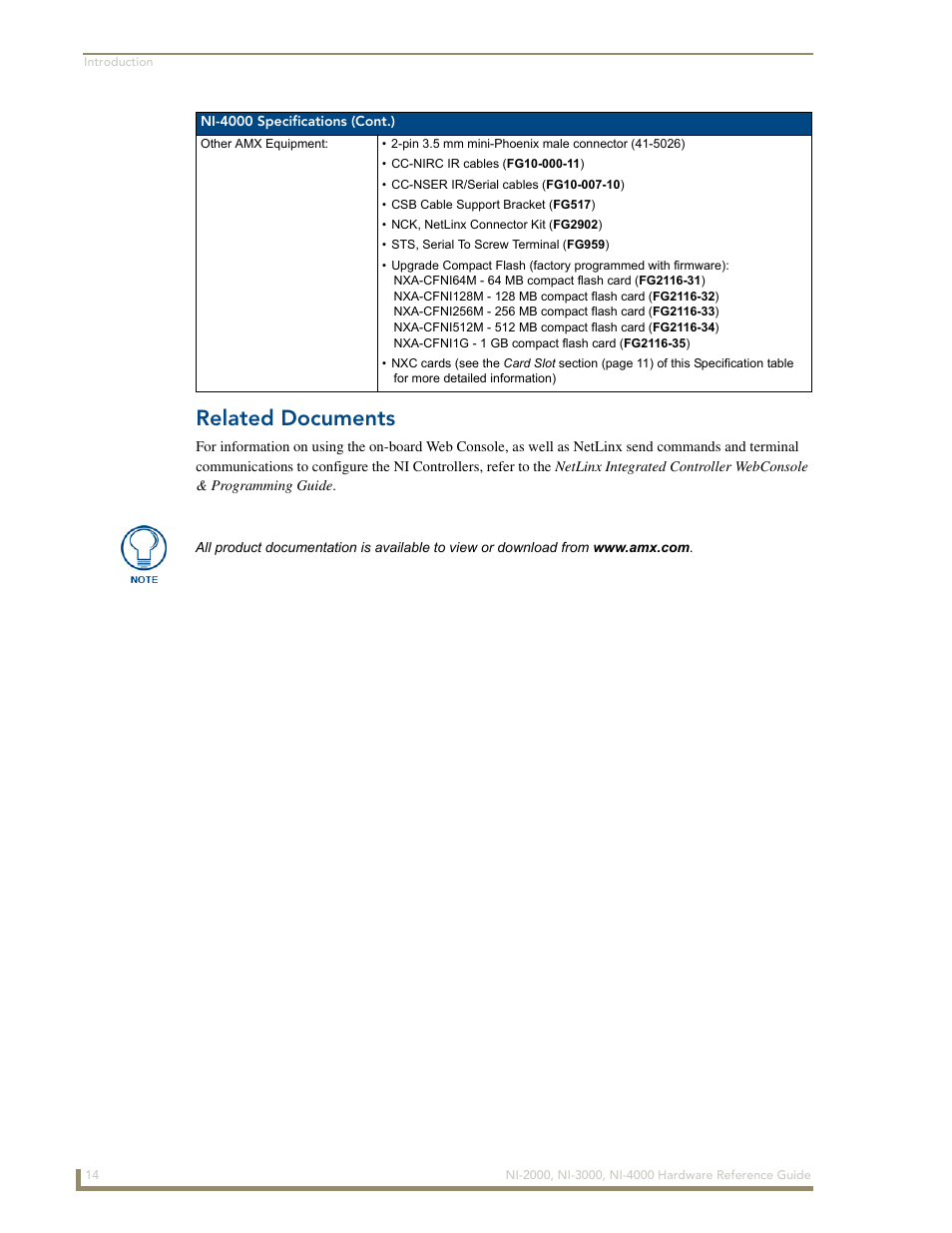 Related documents | AMX NetLinx Integrated Controllers NXI-x000 Series User Manual | Page 18 / 38