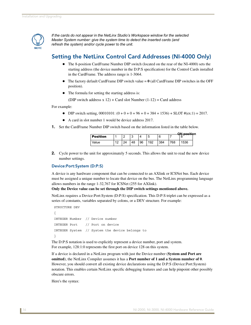Device:port:system (d:p:s) | AMX NetLinx Integrated Controllers NXI-x000 Series User Manual | Page 20 / 38