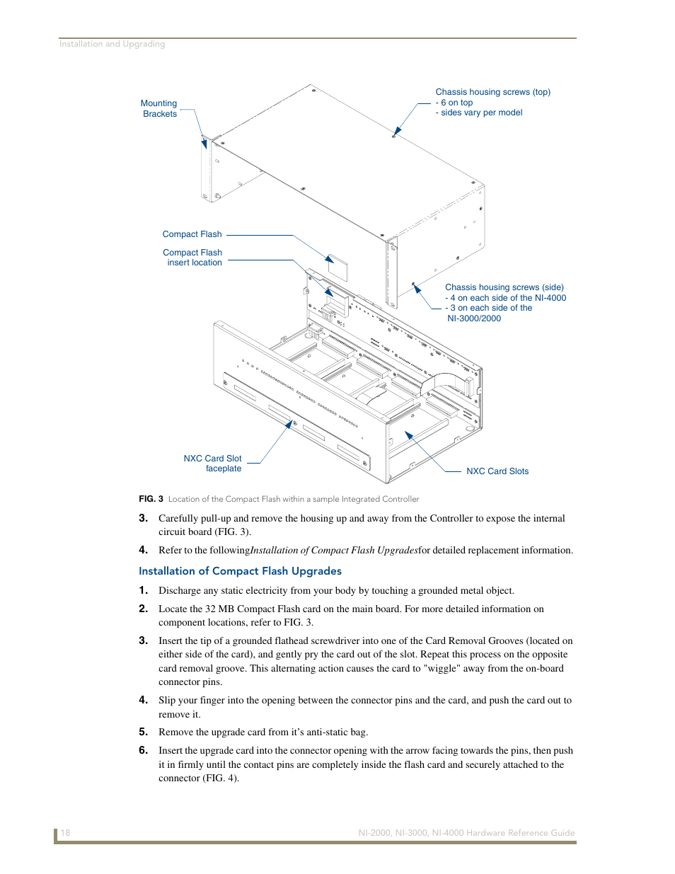 Installation of compact flash upgrades | AMX NetLinx Integrated Controllers NXI-x000 Series User Manual | Page 22 / 38