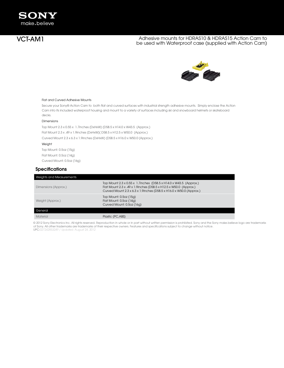 Sony VCT-AM1 User Manual | 1 page