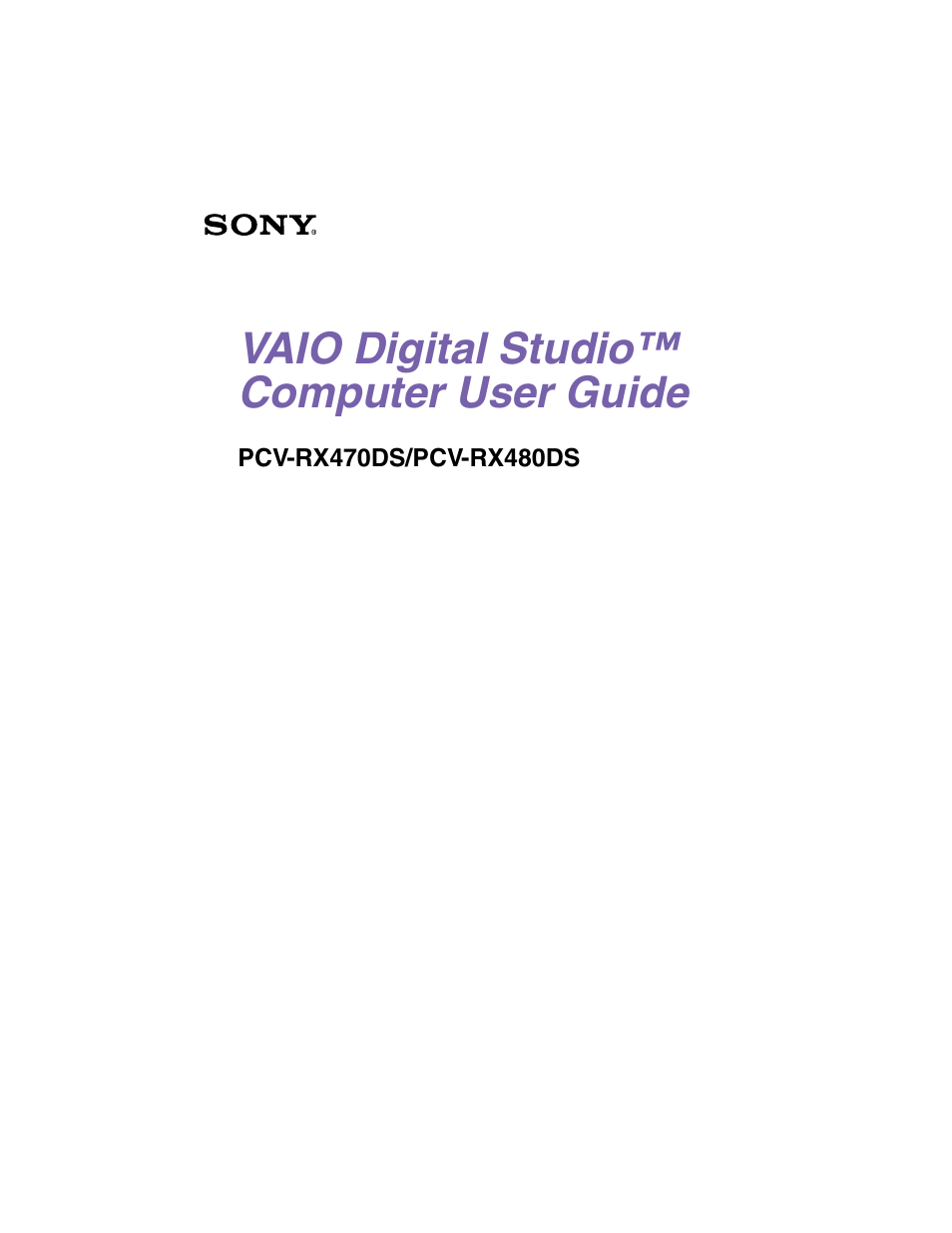 Sony PCV-RX480DS User Manual | 101 pages