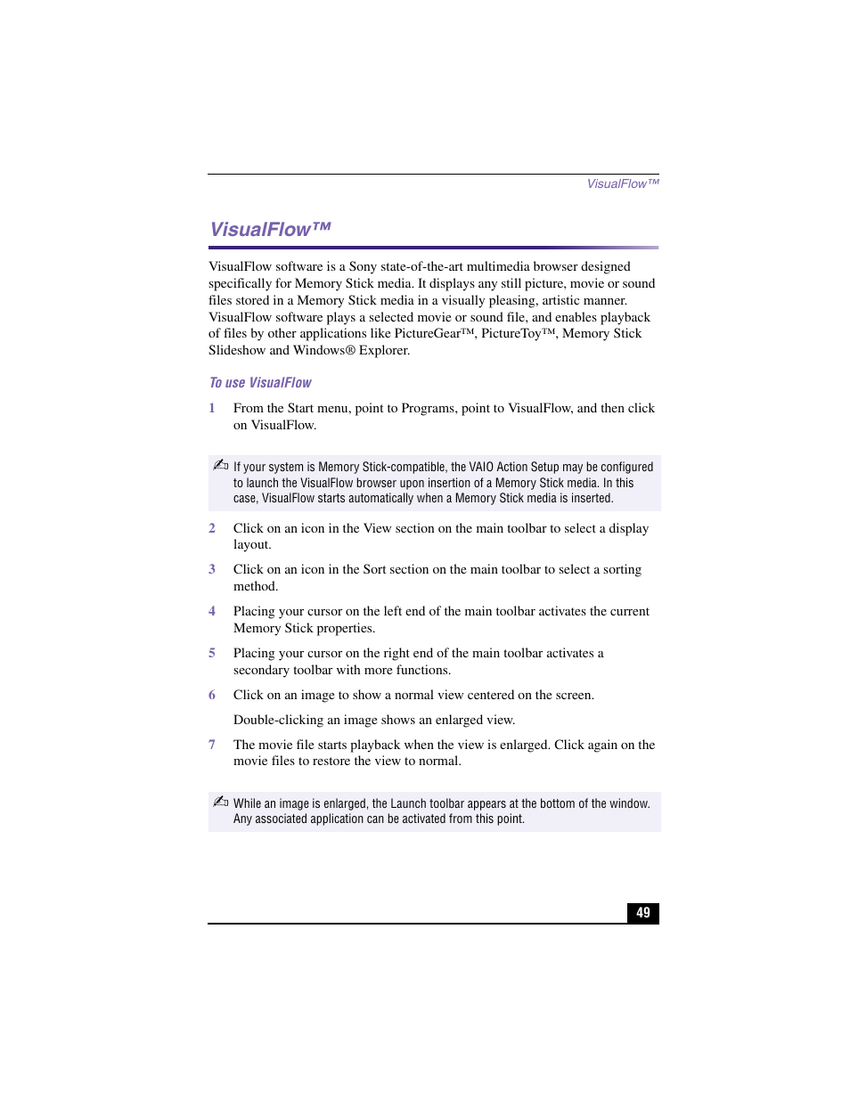 Visualflow | Sony PCV-RX480DS User Manual | Page 49 / 101