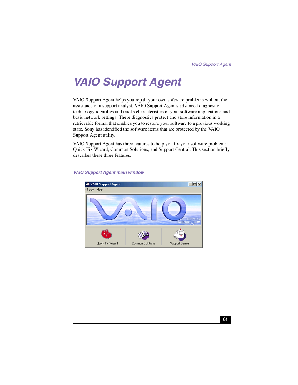 Vaio support agent | Sony PCV-RX480DS User Manual | Page 61 / 101