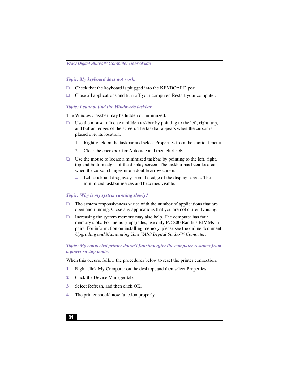 Sony PCV-RX480DS User Manual | Page 84 / 101