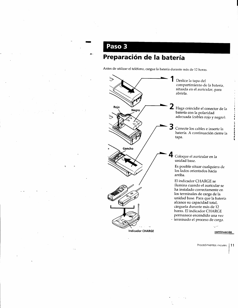 Preparación de la batería, Paso 3 | Sony SPP-SS961 User Manual | Page 45 / 72