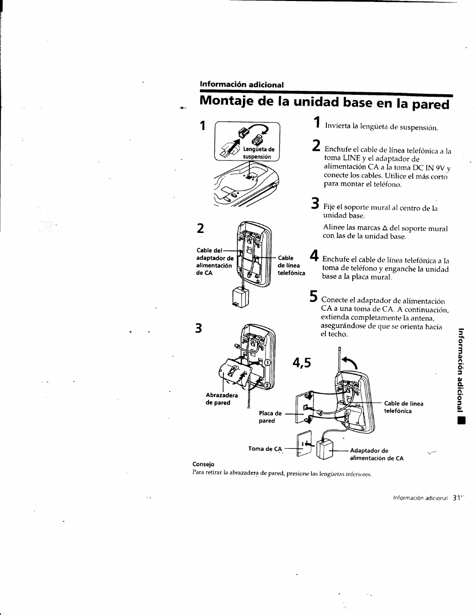 Montaje de la unidad base en la pared | Sony SPP-SS961 User Manual | Page 58 / 72