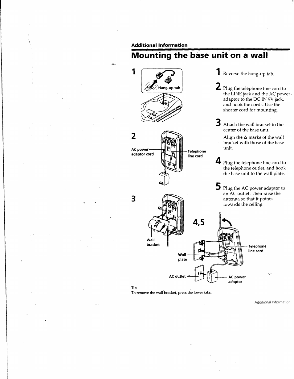 Mounting the base unit on a wall | Sony SPP-SS961 User Manual | Page 64 / 72