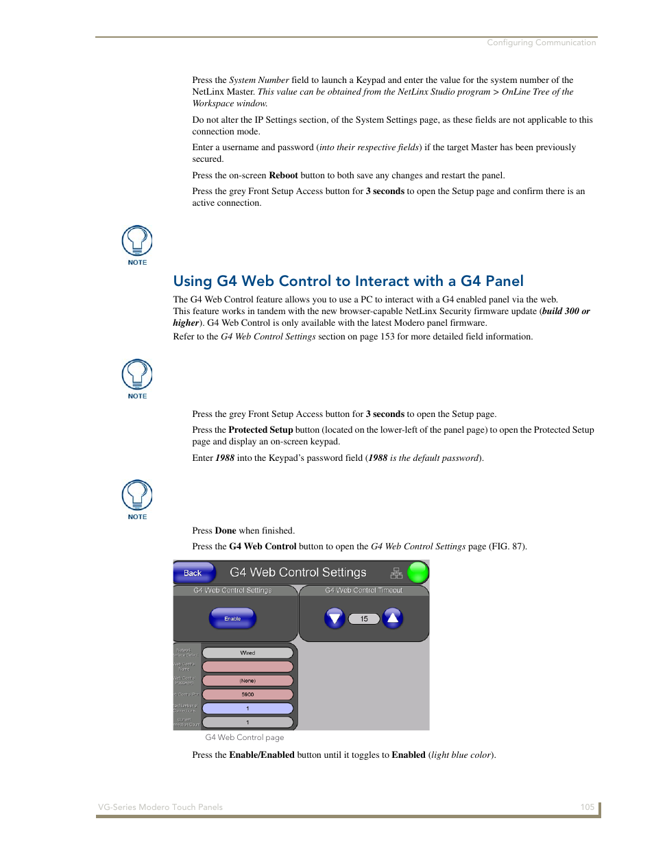 Using g4 web control to interact with a g4 panel | AMX Modero NXD/NXT-1200VG User Manual | Page 119 / 256