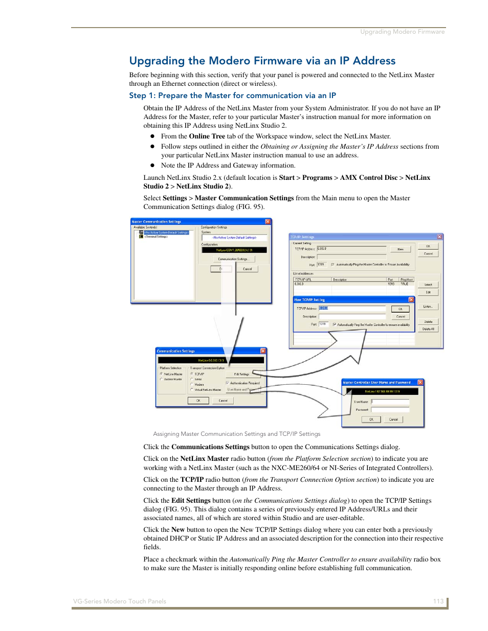 Upgrading the modero firmware via an ip address | AMX Modero NXD/NXT-1200VG User Manual | Page 127 / 256