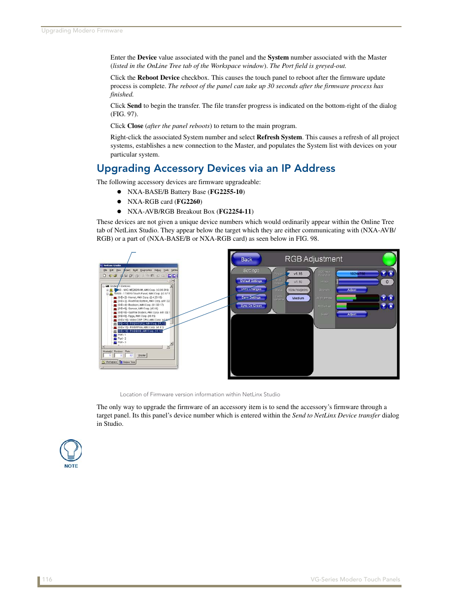 Upgrading accessory devices via an ip address | AMX Modero NXD/NXT-1200VG User Manual | Page 130 / 256