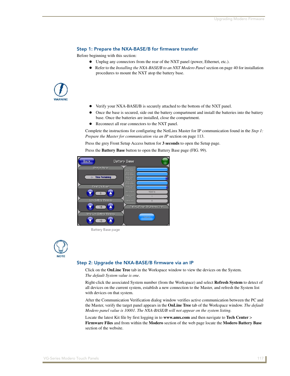 Step 2: upgrade the nxa-base/b firmware via an ip | AMX Modero NXD/NXT-1200VG User Manual | Page 131 / 256