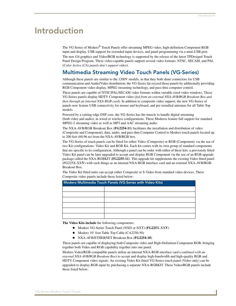 Introduction | AMX Modero NXD/NXT-1200VG User Manual | Page 15 / 256