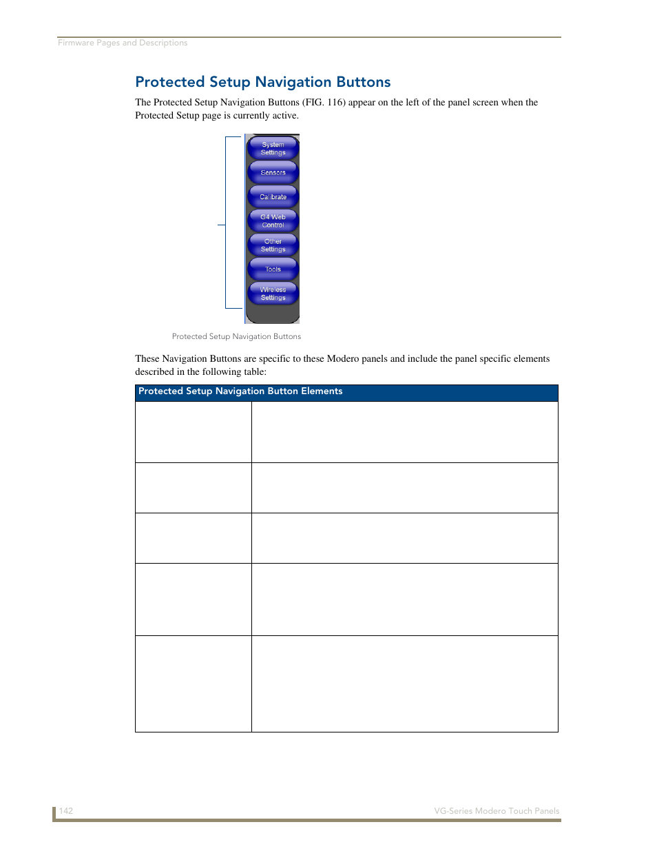 Protected setup navigation buttons | AMX Modero NXD/NXT-1200VG User Manual | Page 156 / 256