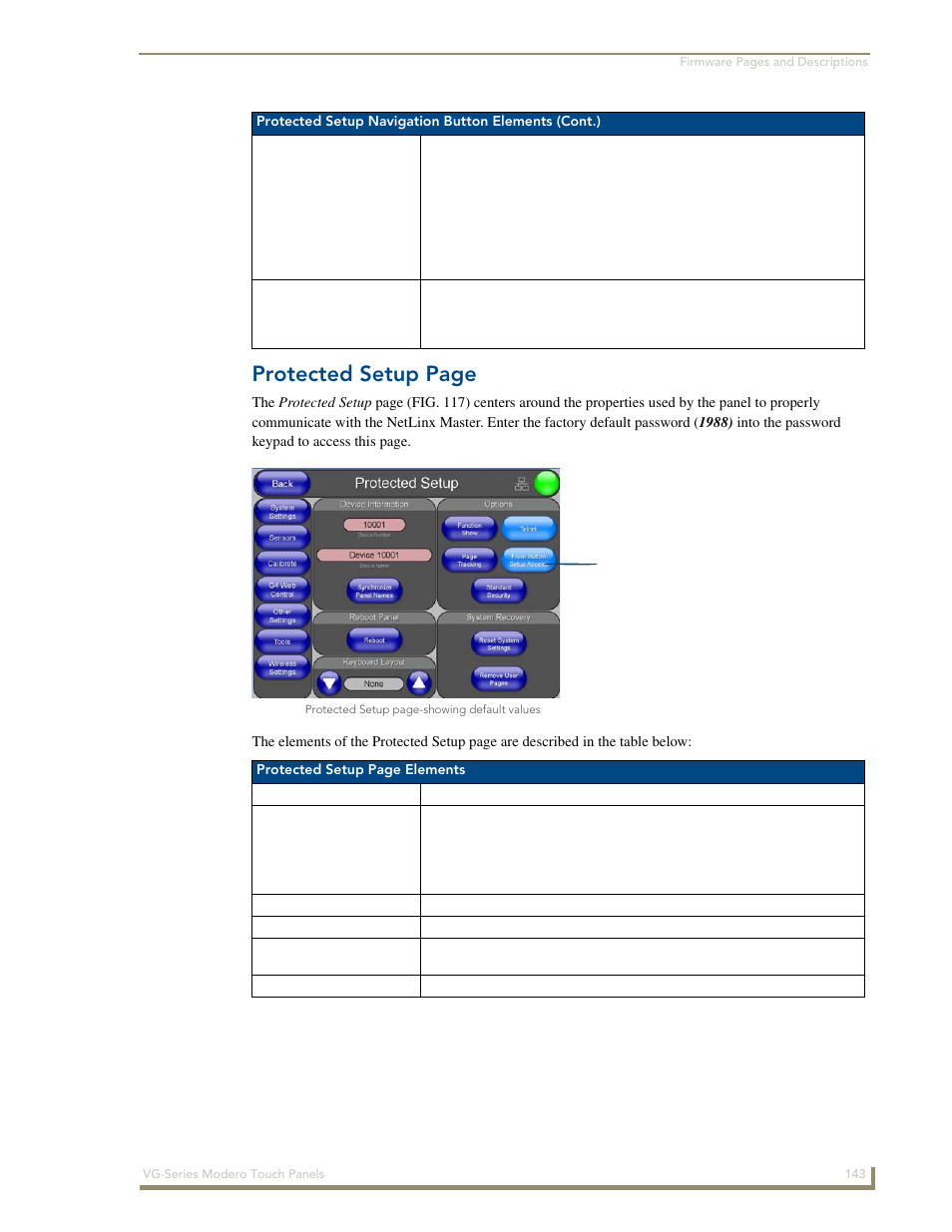 Protected setup page | AMX Modero NXD/NXT-1200VG User Manual | Page 157 / 256