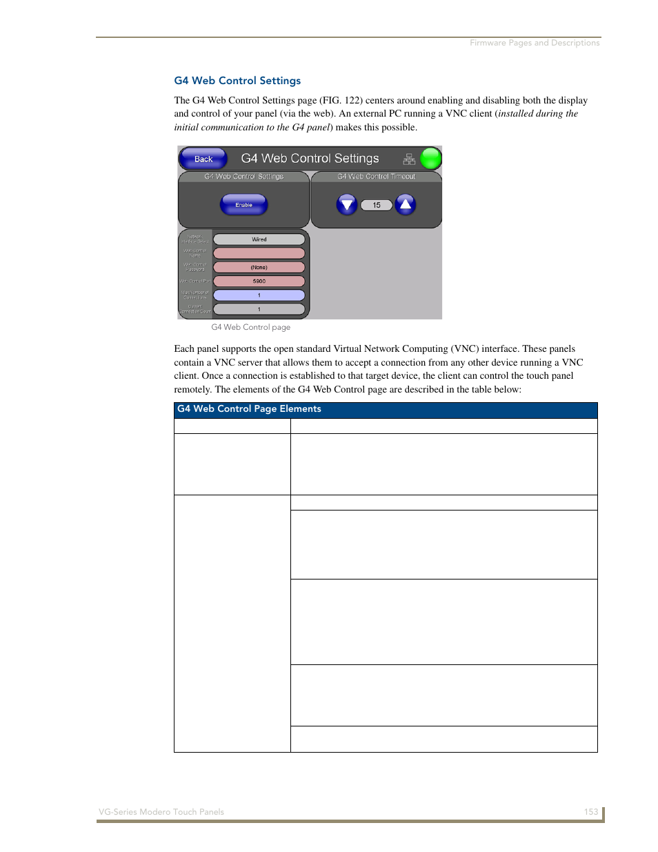 G4 web control settings | AMX Modero NXD/NXT-1200VG User Manual | Page 167 / 256