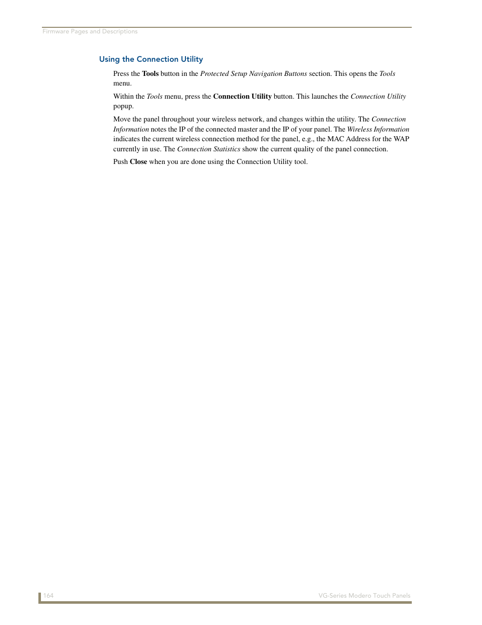Using the connection utility | AMX Modero NXD/NXT-1200VG User Manual | Page 178 / 256