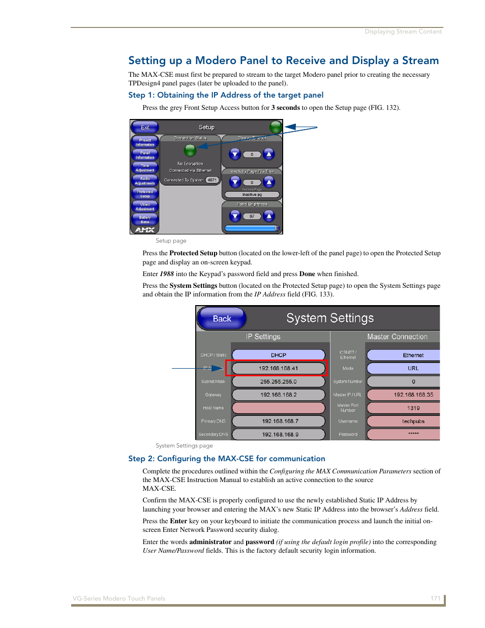 Step 2: configuring the max-cse for communication | AMX Modero NXD/NXT-1200VG User Manual | Page 185 / 256