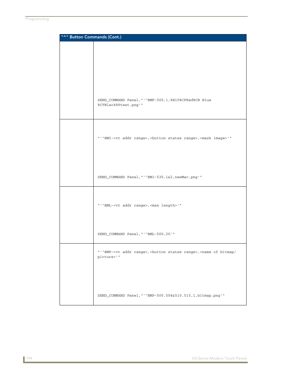 Bmi ^bml ^bmp | AMX Modero NXD/NXT-1200VG User Manual | Page 208 / 256