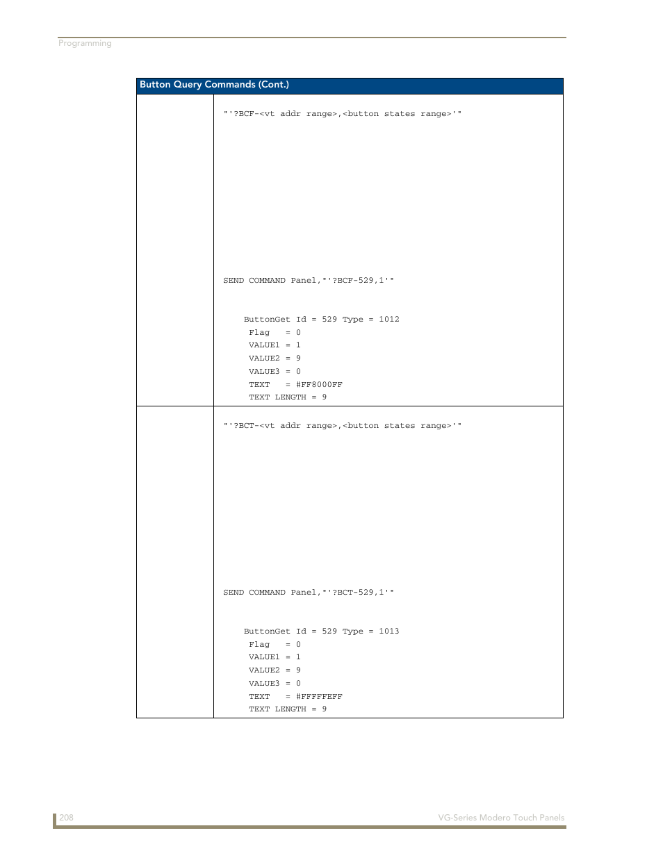 Bcf ?bct | AMX Modero NXD/NXT-1200VG User Manual | Page 222 / 256