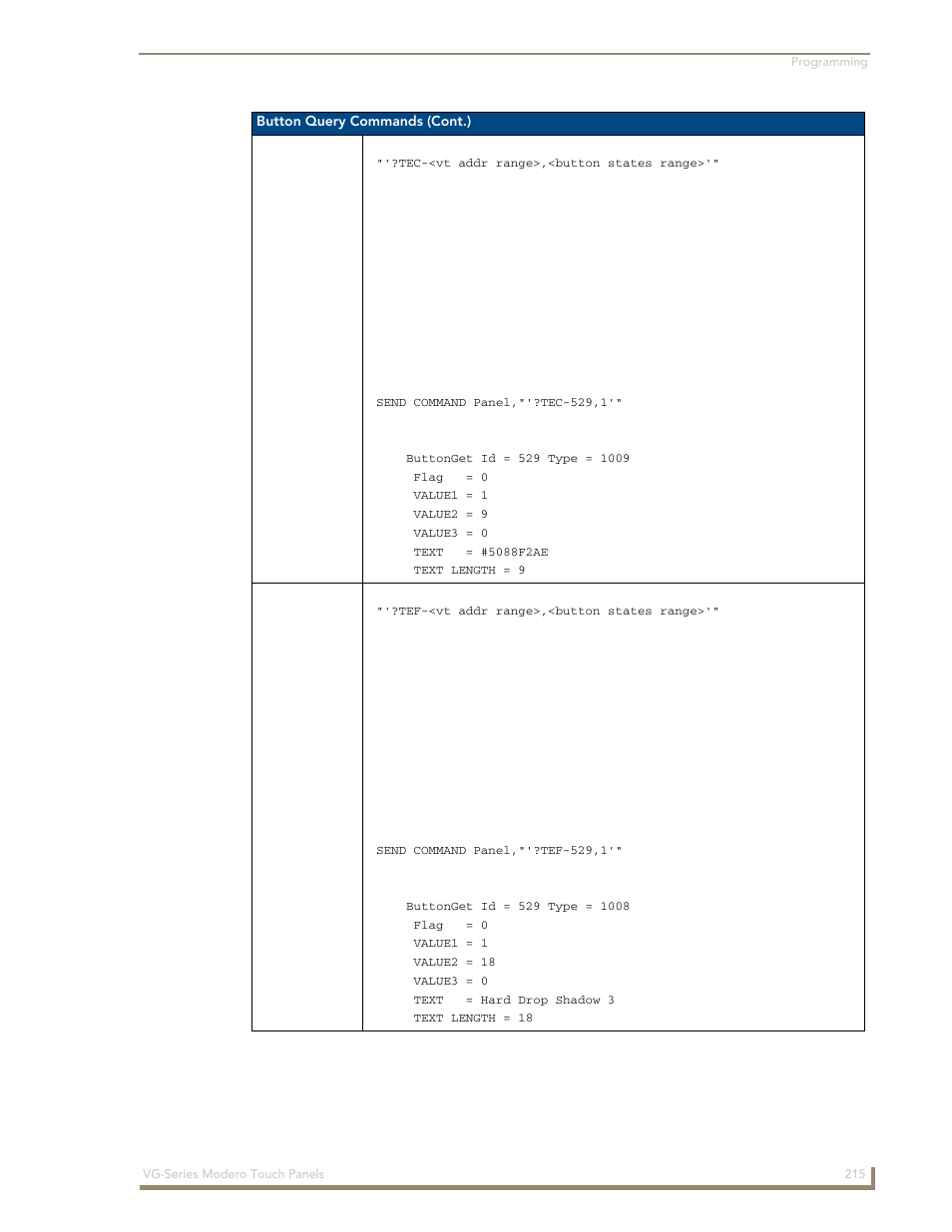 Tec ?tef | AMX Modero NXD/NXT-1200VG User Manual | Page 229 / 256