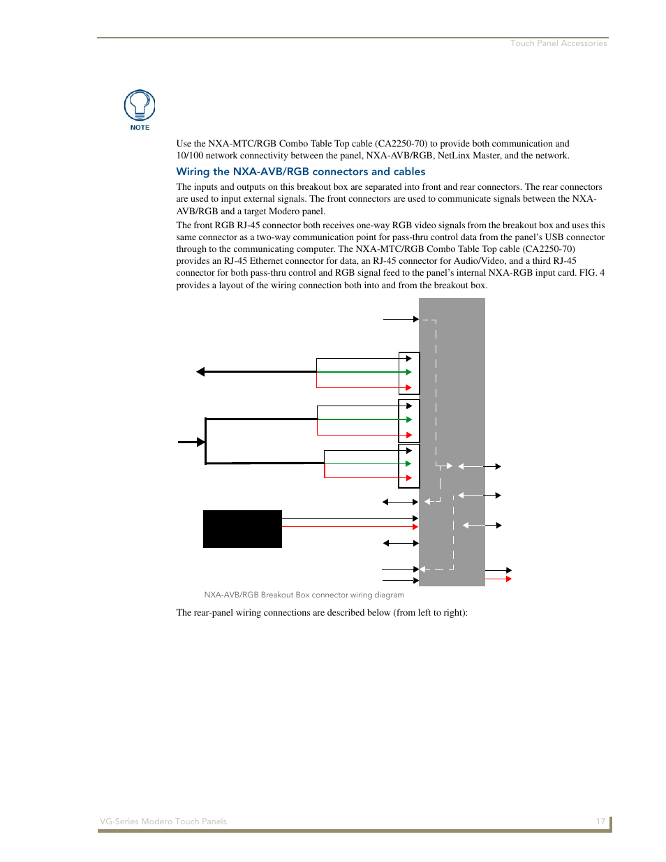 Wiring the nxa-avb/rgb connectors and cables | AMX Modero NXD/NXT-1200VG User Manual | Page 31 / 256