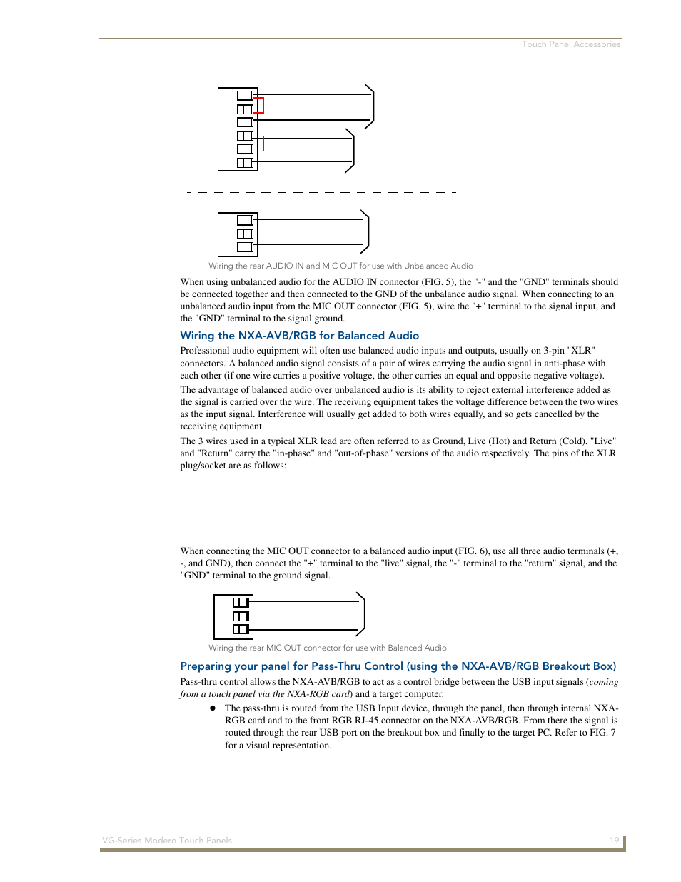 Wiring the nxa-avb/rgb for balanced audio | AMX Modero NXD/NXT-1200VG User Manual | Page 33 / 256