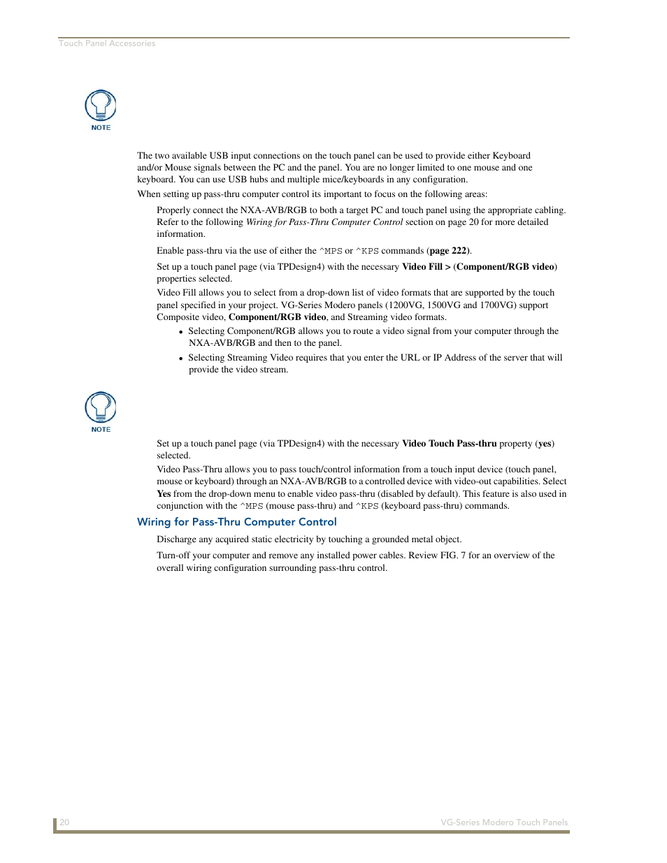 Wiring for pass-thru computer control | AMX Modero NXD/NXT-1200VG User Manual | Page 34 / 256