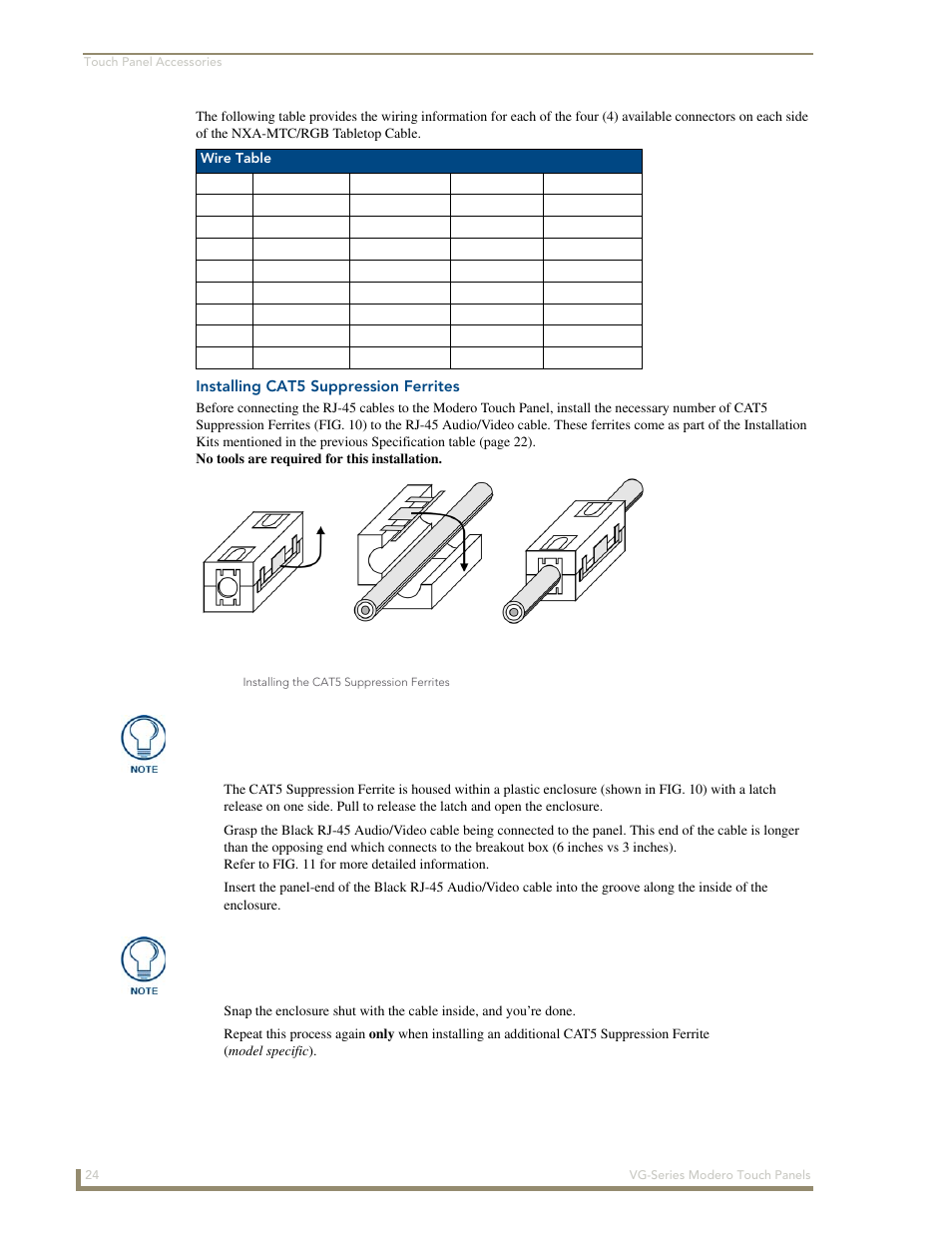 Installing cat5 suppression ferrites | AMX Modero NXD/NXT-1200VG User Manual | Page 38 / 256