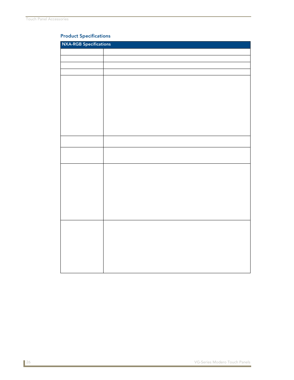 Product specifications | AMX Modero NXD/NXT-1200VG User Manual | Page 40 / 256