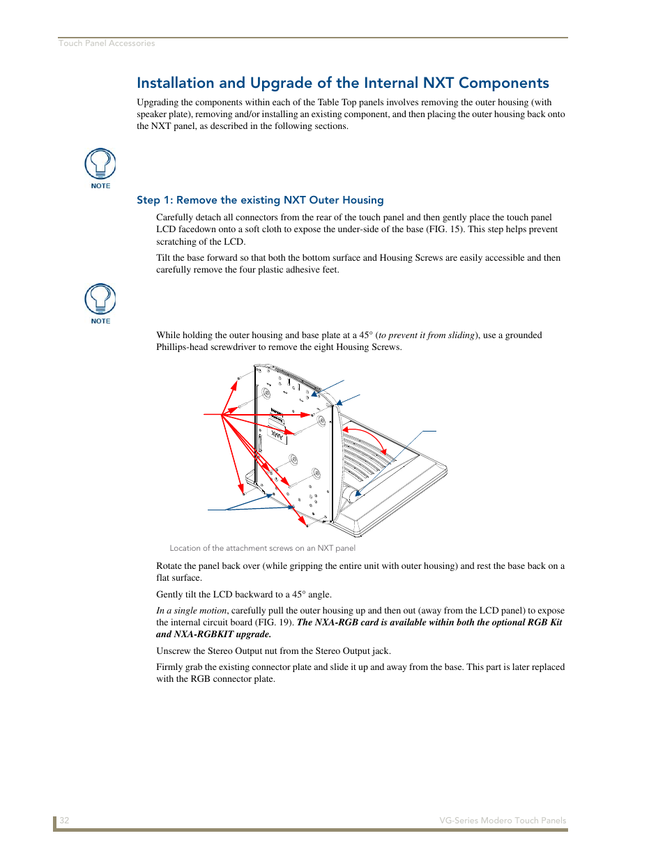 Step 1: remove the existing nxt outer housing | AMX Modero NXD/NXT-1200VG User Manual | Page 46 / 256
