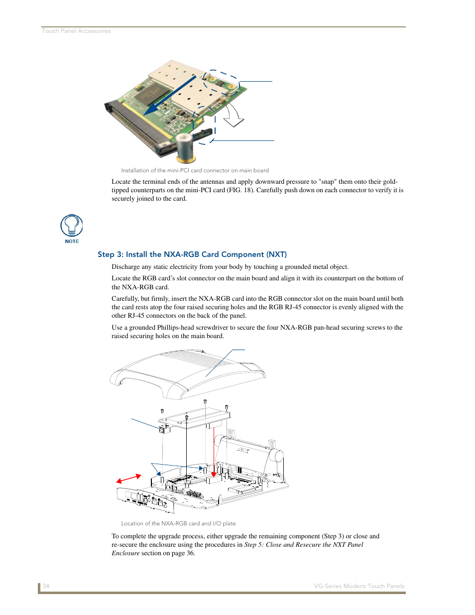 Step 3: install the nxa-rgb card component (nxt) | AMX Modero NXD/NXT-1200VG User Manual | Page 48 / 256
