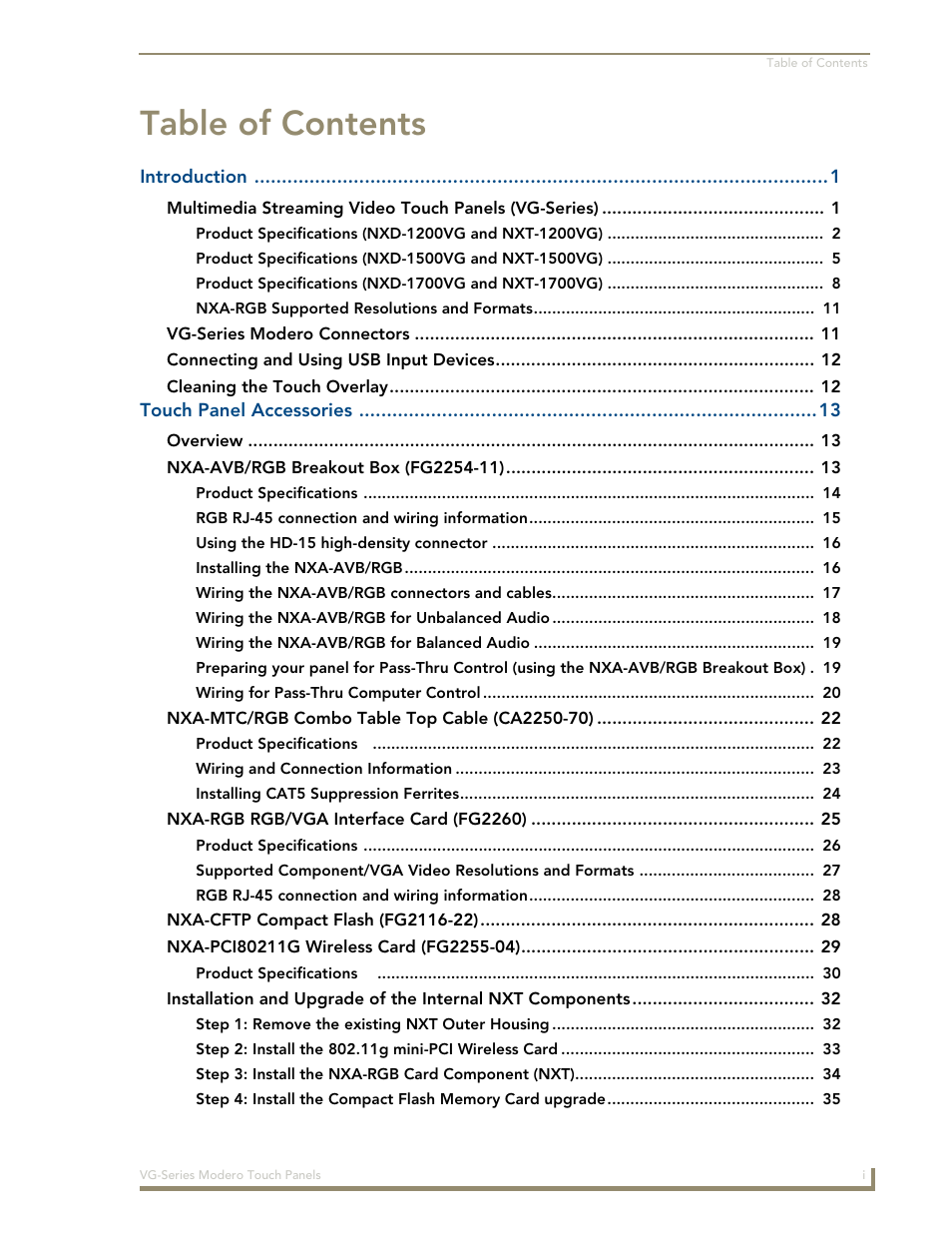 AMX Modero NXD/NXT-1200VG User Manual | Page 5 / 256