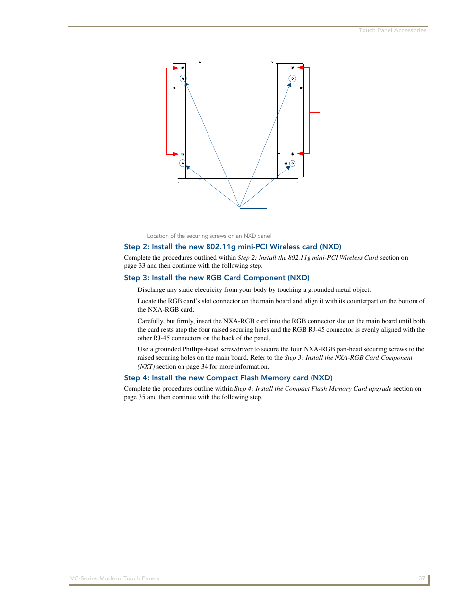 Step 3: install the new rgb card component (nxd) | AMX Modero NXD/NXT-1200VG User Manual | Page 51 / 256