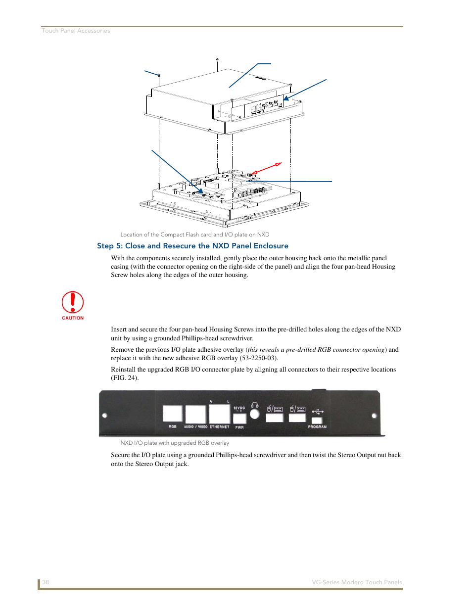 Step 5: close and resecure the nxd panel enclosure | AMX Modero NXD/NXT-1200VG User Manual | Page 52 / 256