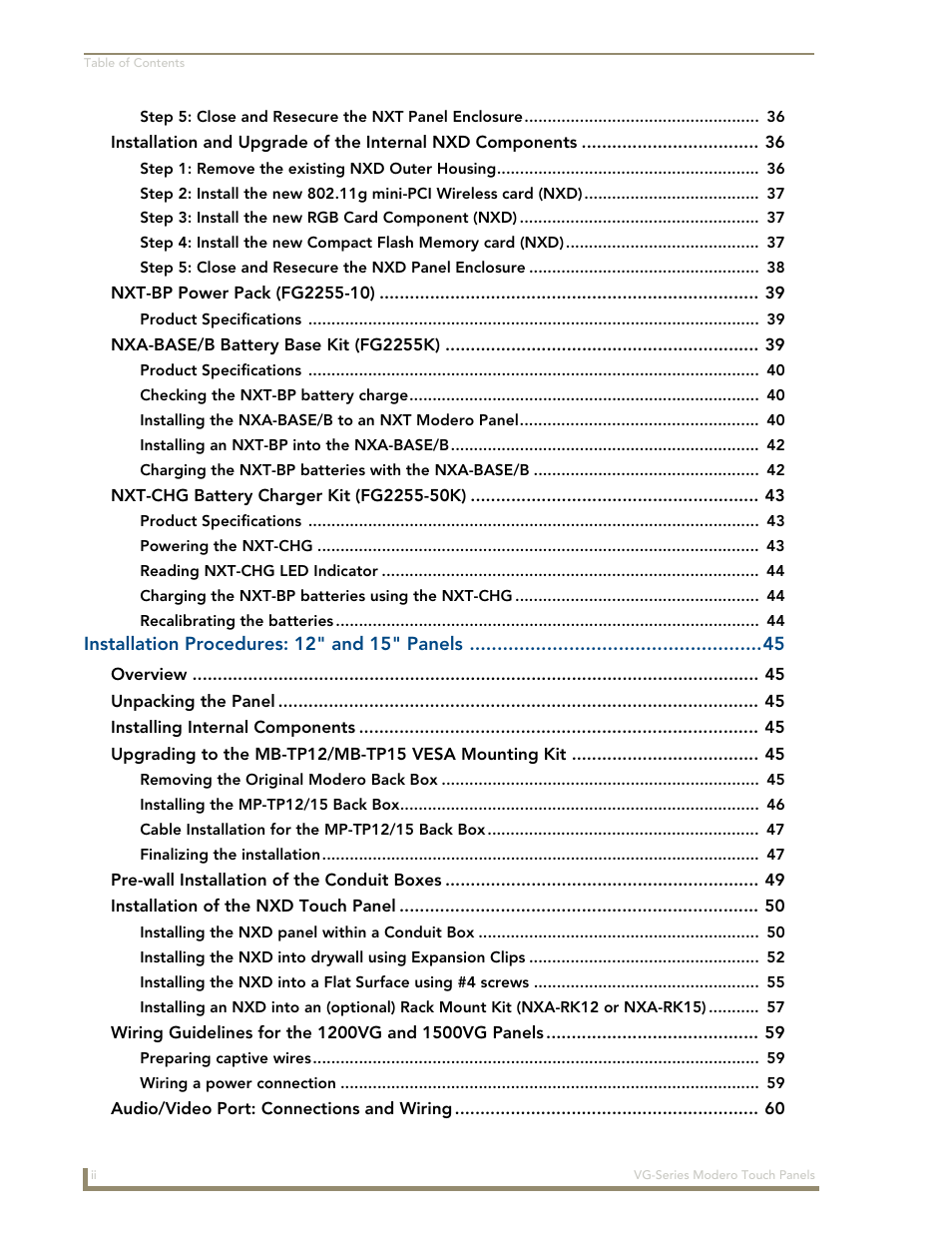 AMX Modero NXD/NXT-1200VG User Manual | Page 6 / 256