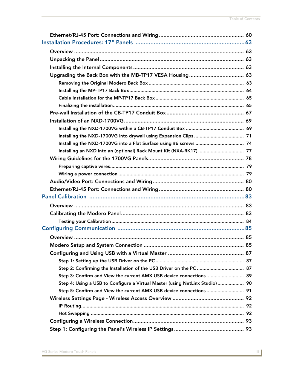 AMX Modero NXD/NXT-1200VG User Manual | Page 7 / 256